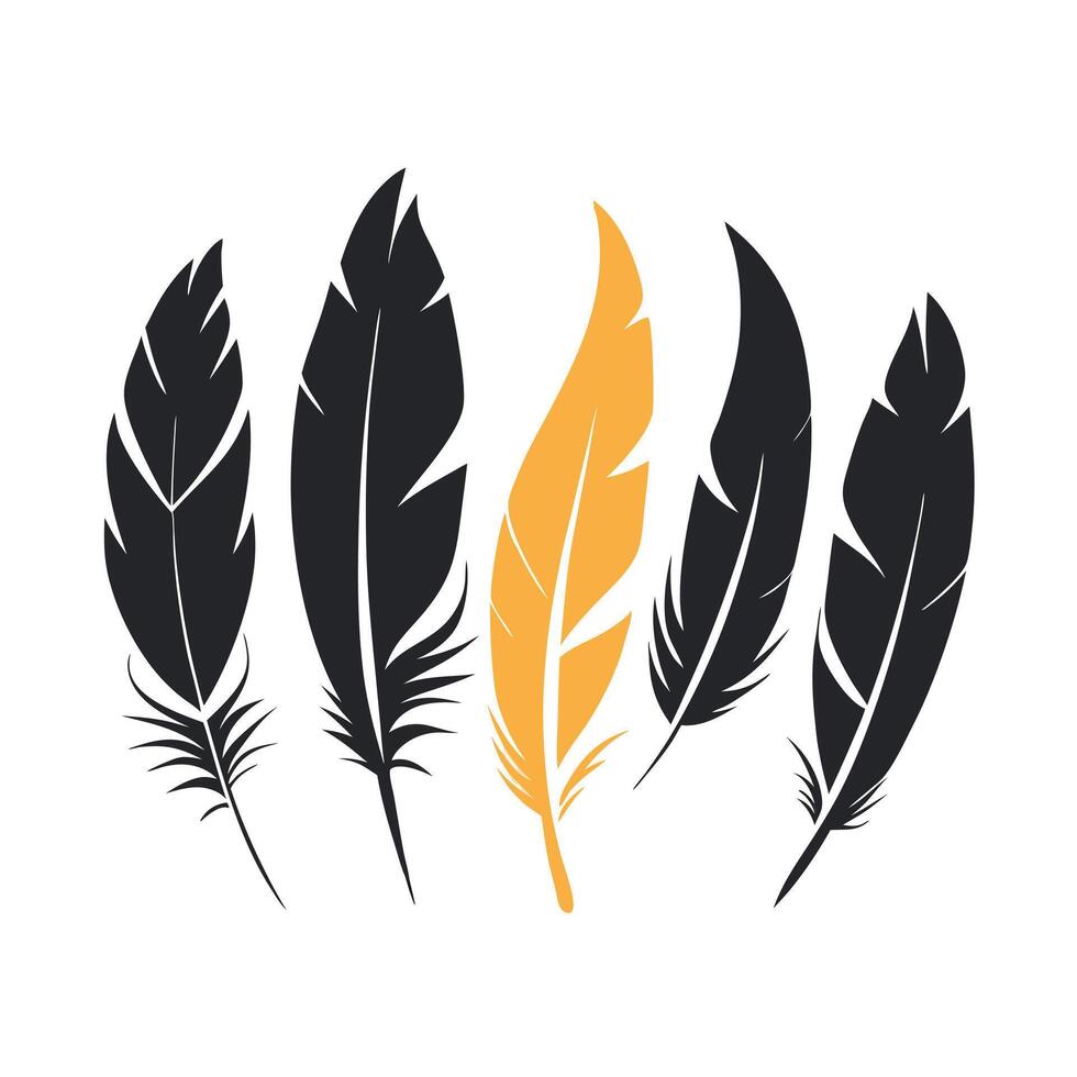Black and White Feather Silhouettes Minimalist Nature Illustration vector