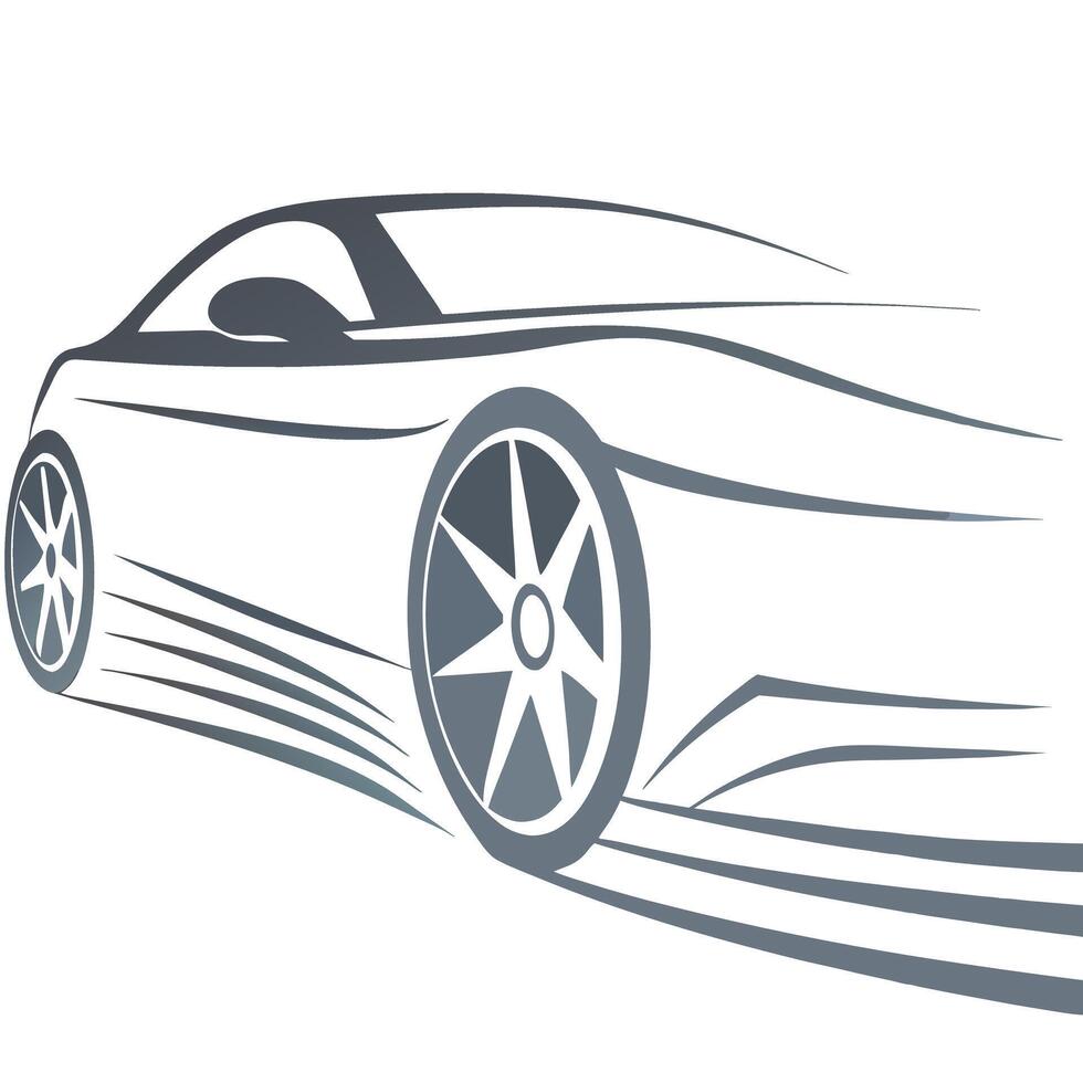 Sleek Sports Car Outline Minimalist Design with Dynamic Features vector