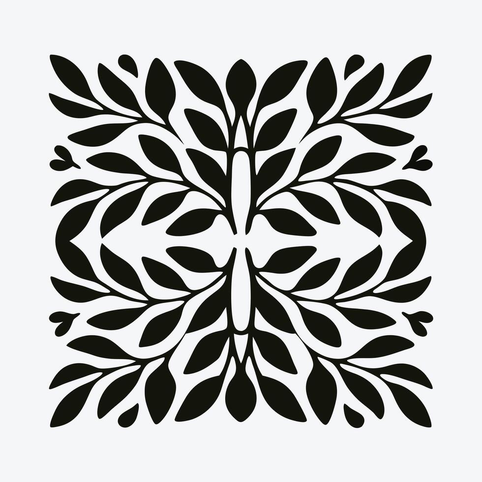 Minimalist Black Leaf Silhouette Botanical Graphic Design vector