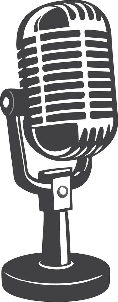Vintage Microphone Retro Audio Equipment in Black-and-White vector