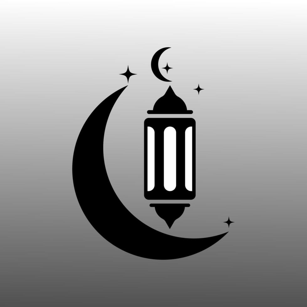 islamic ramadan symbol with a crescent and a lantern vector