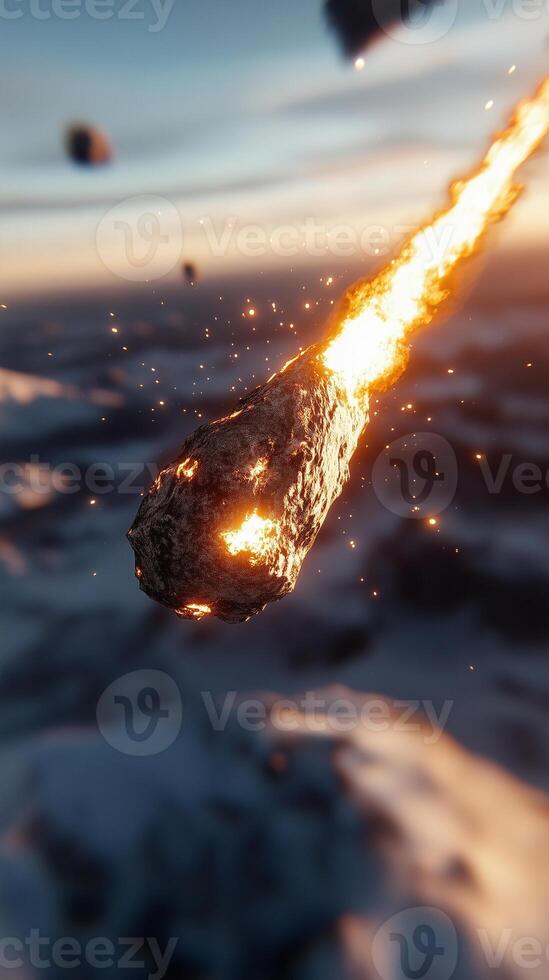Firey meteoroid hurtles toward Earth, viewed from outer space with spectacular detail photo
