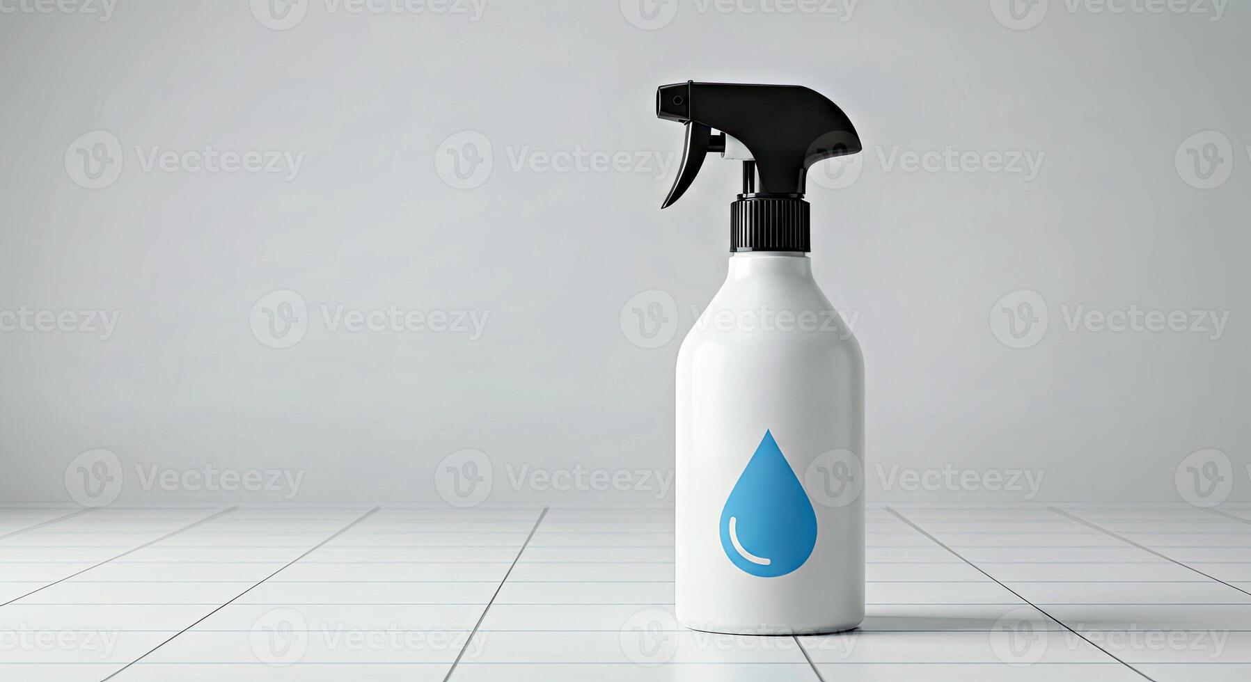 A spray bottle with a blue drop on it photo