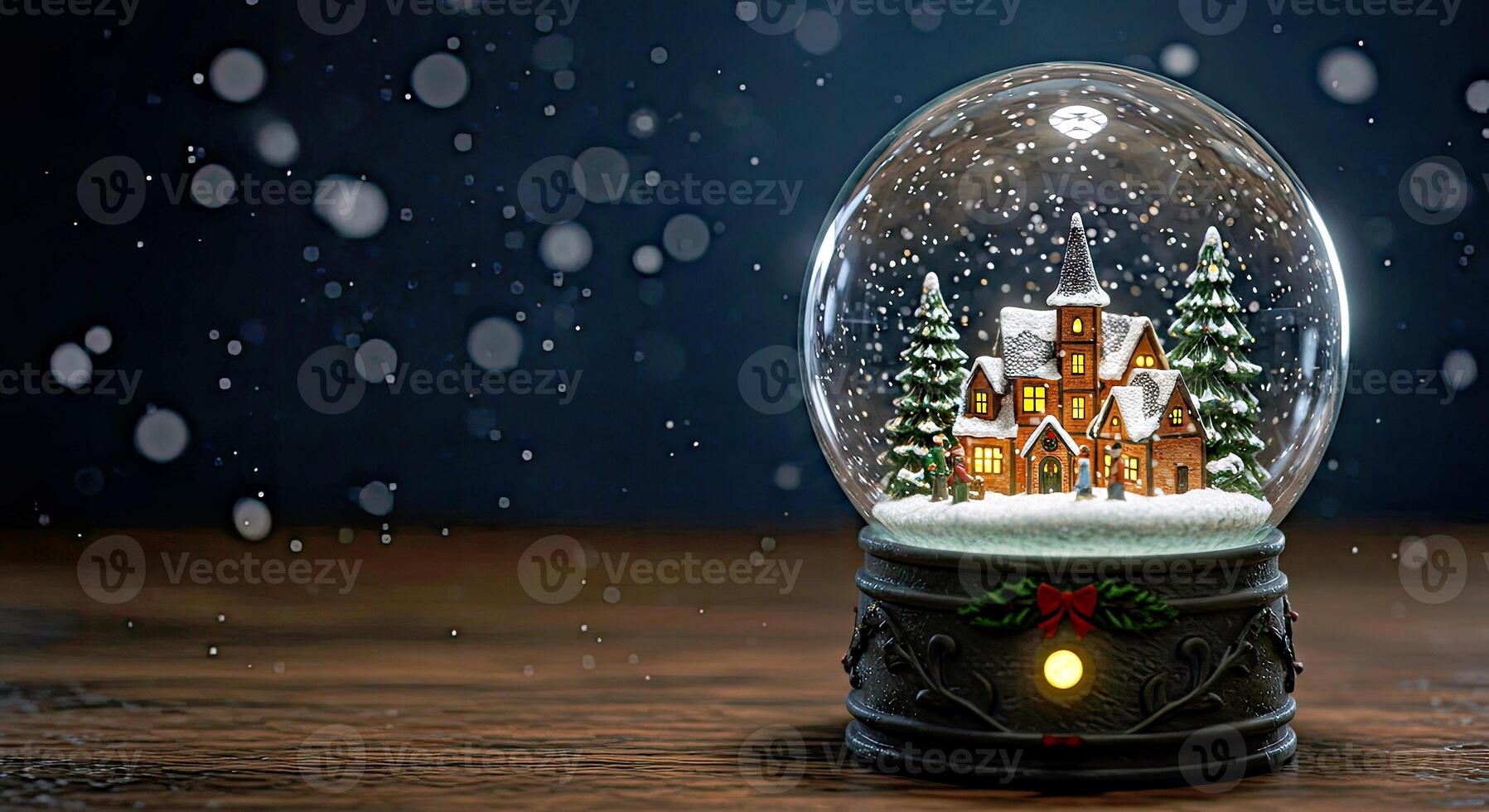 A snow globe with a house inside photo