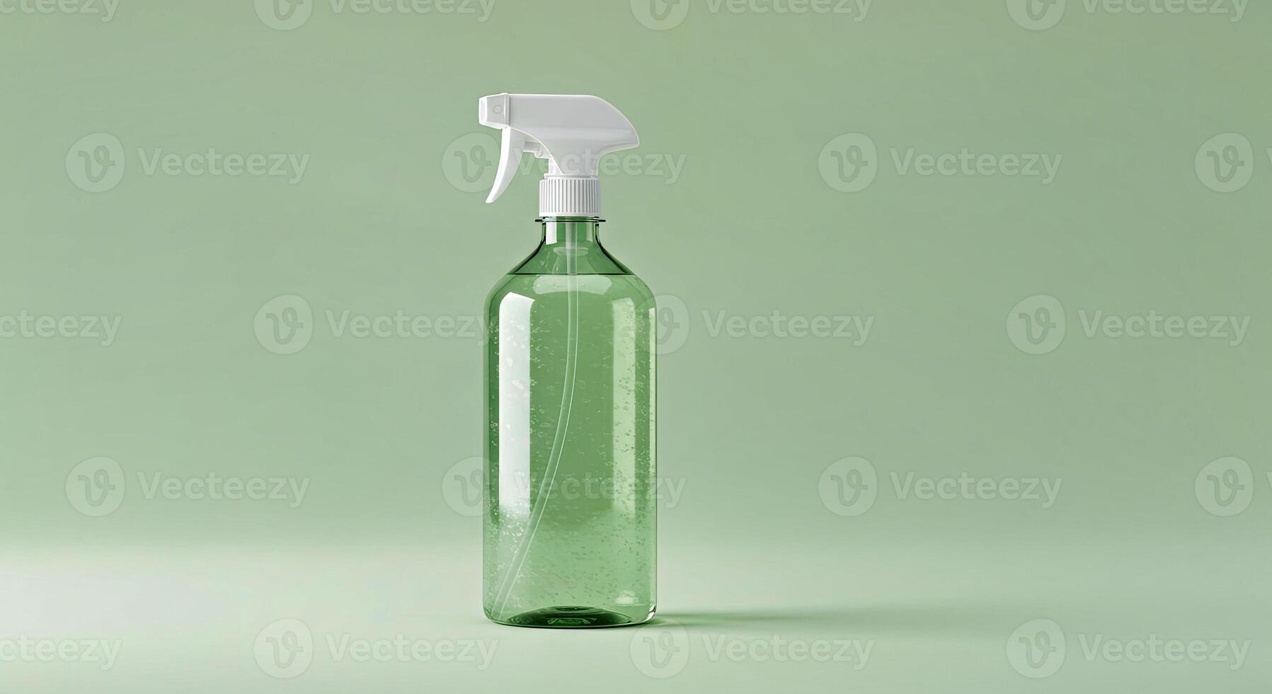 A bottle of green liquid sitting on a green surface photo