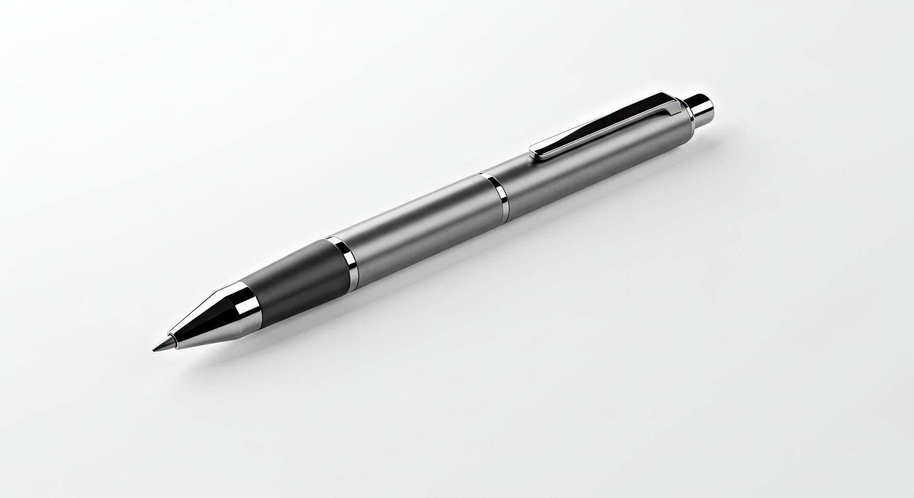 A pen on a white surface with a black tip photo