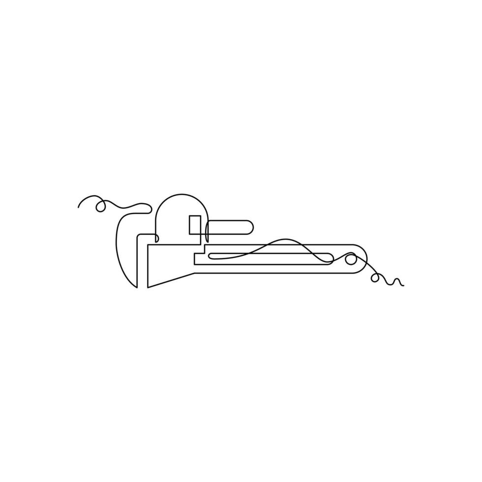 one line art Pipe Wrench illustration. line art, one continuous line, simple, hand drawn and sketch style. for icons, symbols, signs or logos vector