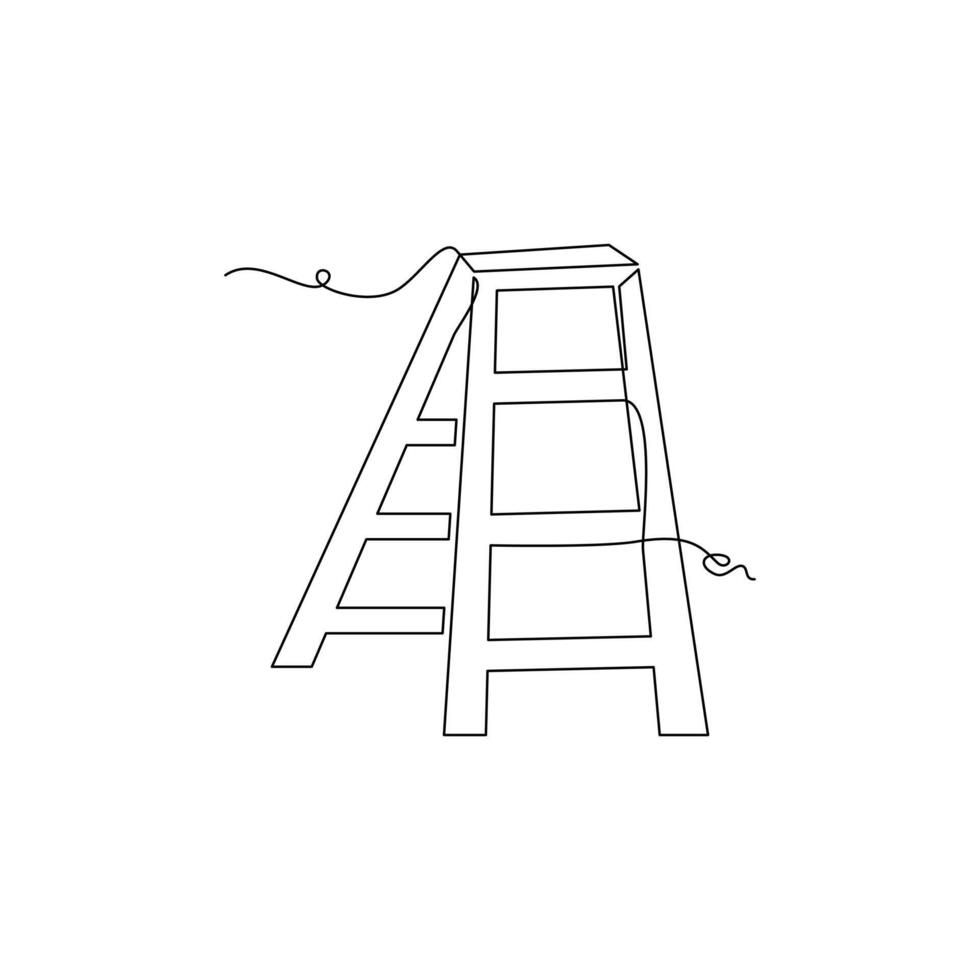 one line art Step Ladder illustration. line art, one continuous line, simple, hand drawn and sketch style. for icons, symbols, signs or logos vector
