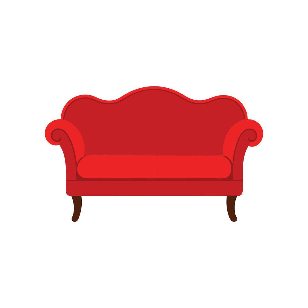 Vintage Red Sofa Illustration - Elegant for Interior Design, Furniture, and Home Decor Concepts vector