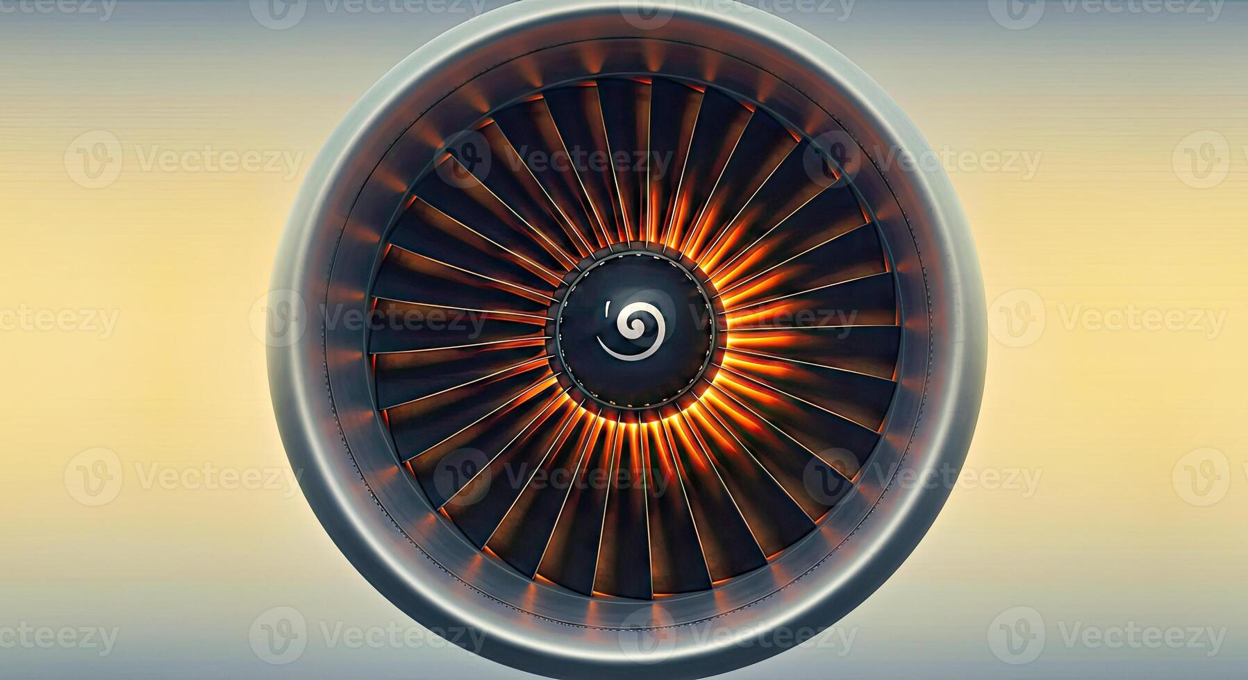 A jet engine with a yellow and orange light photo