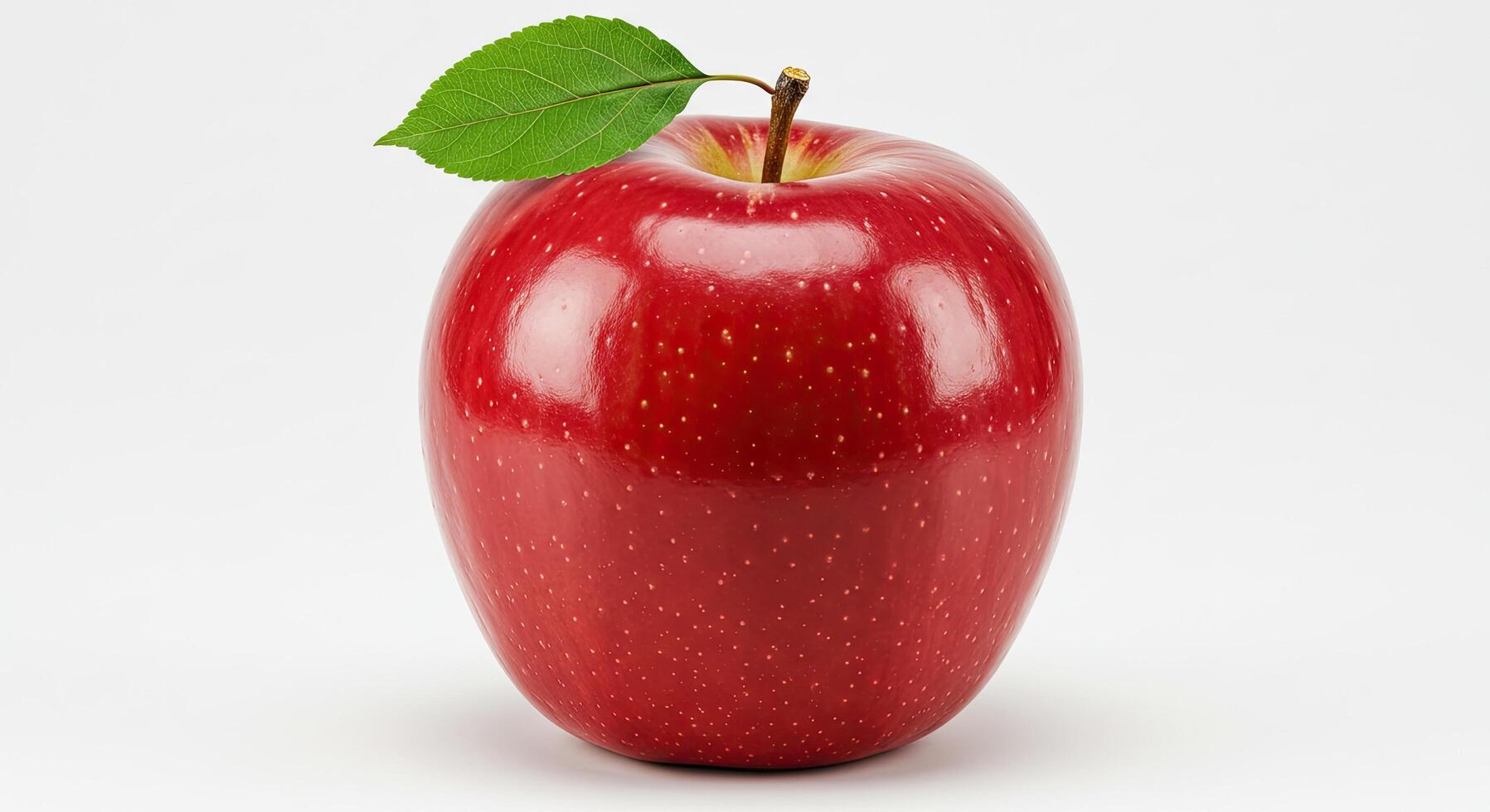 A red apple with a leaf on top photo