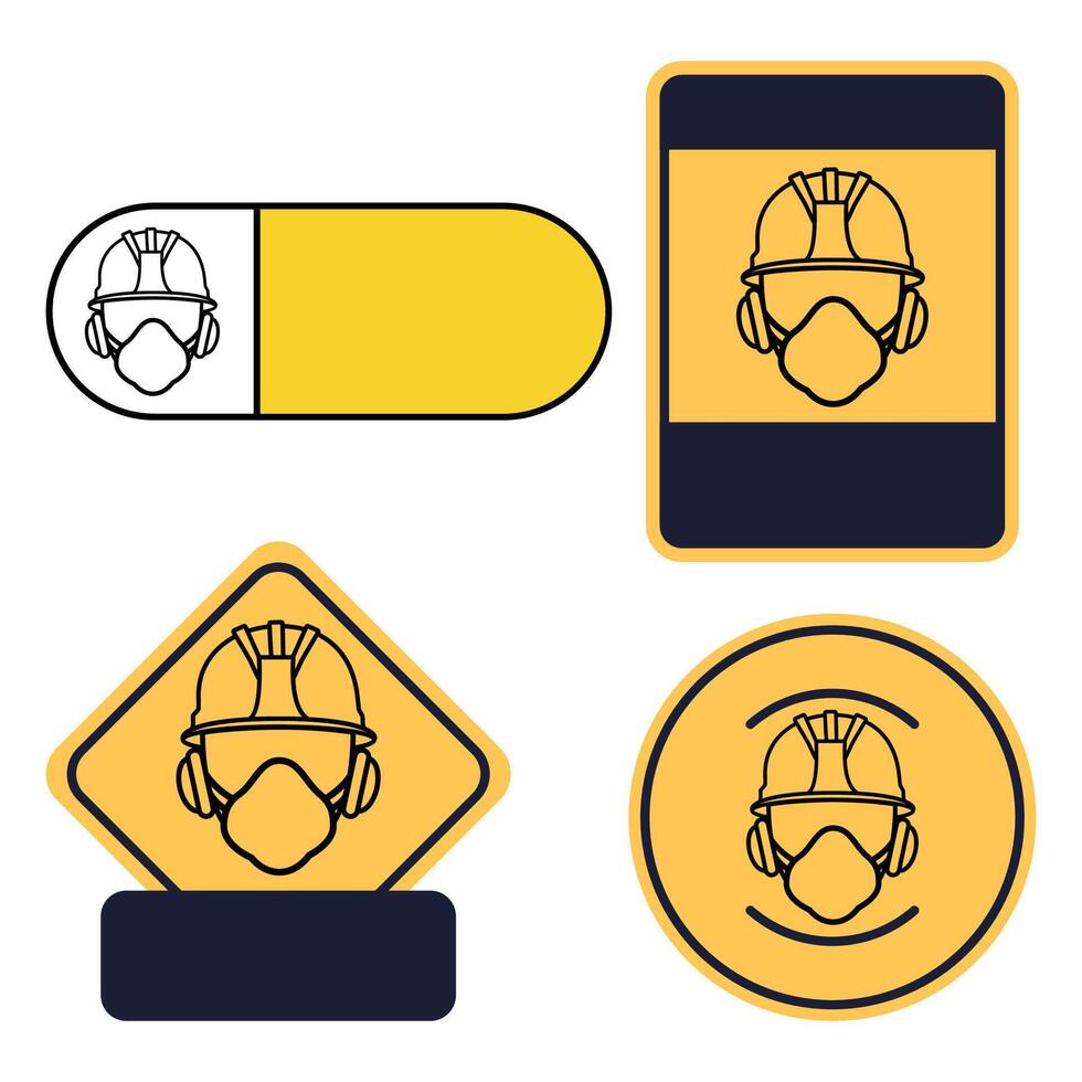 yellow sticker about need for protective equipment for labor protection isolated vector