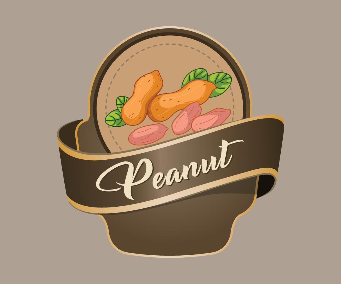 peanut jar sticker in the form of a stylized basket on a light brown background vector