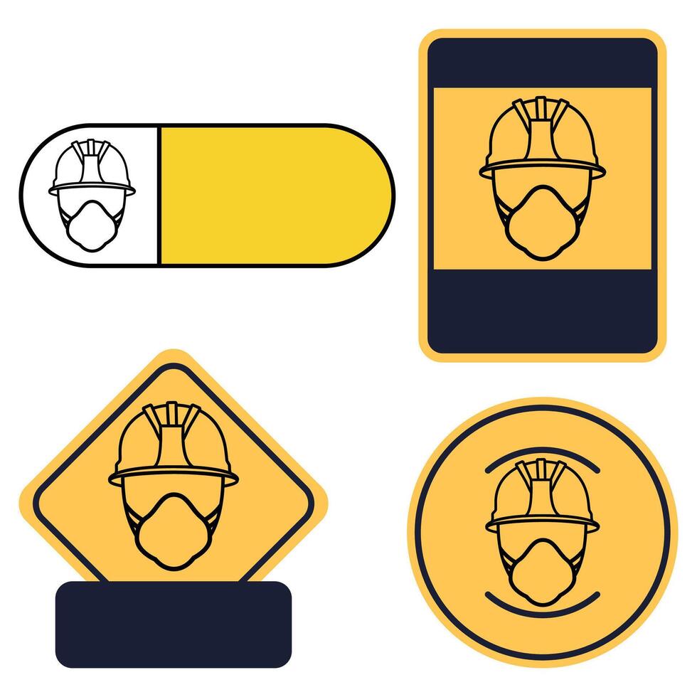 yellow sticker with notice about need for protective equipment of work safety on white background vector