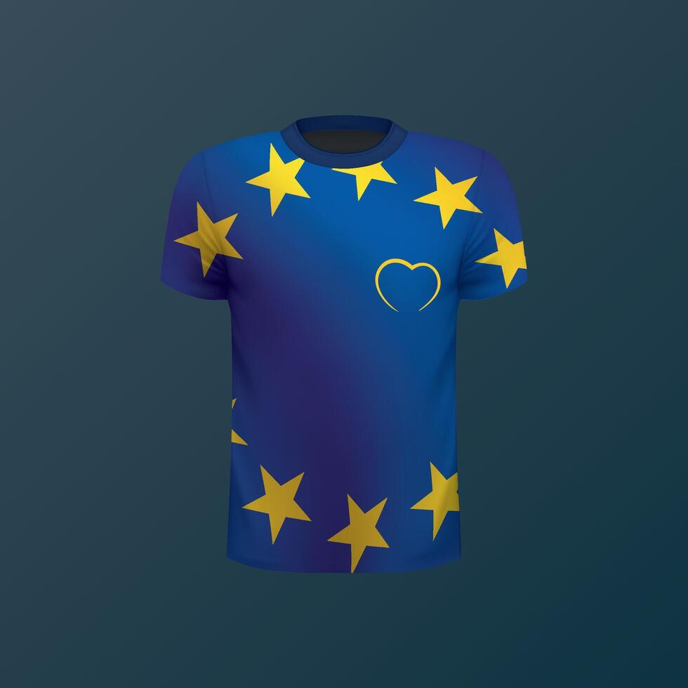 T-shirt with national flag of European Union on dark background vector
