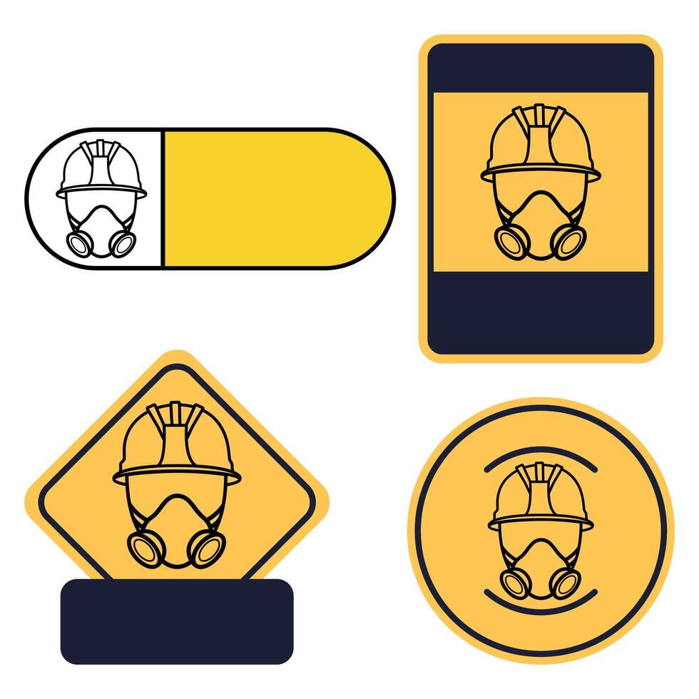 yellow sticker with notice about need for protective equipment of work safety isolated vector