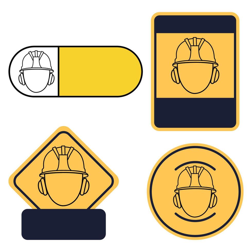 Yellow sticker with notice about need of protective equipment isolated on white background vector