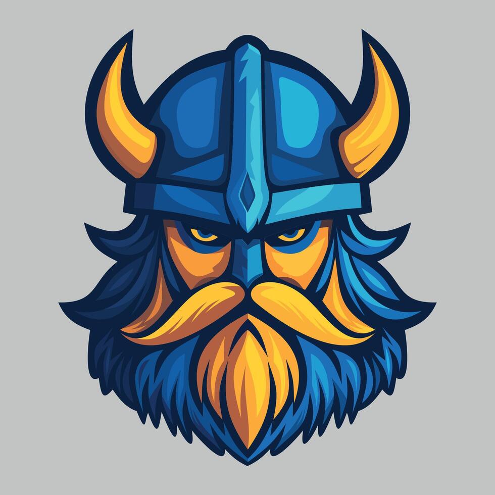 color icon of viking face head in helmet isolated on white background vector