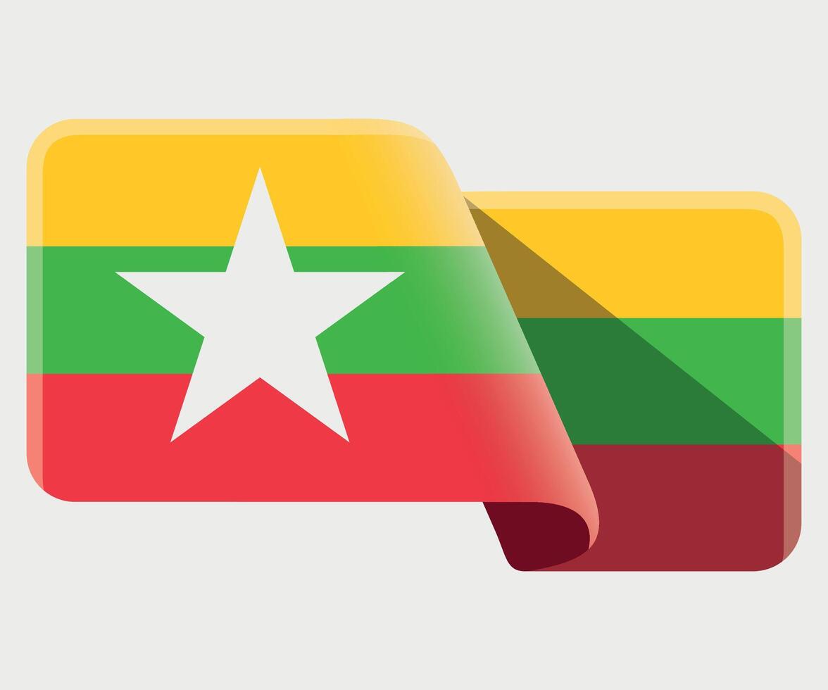 rectangular stylized national flag of Myanma on white background vector
