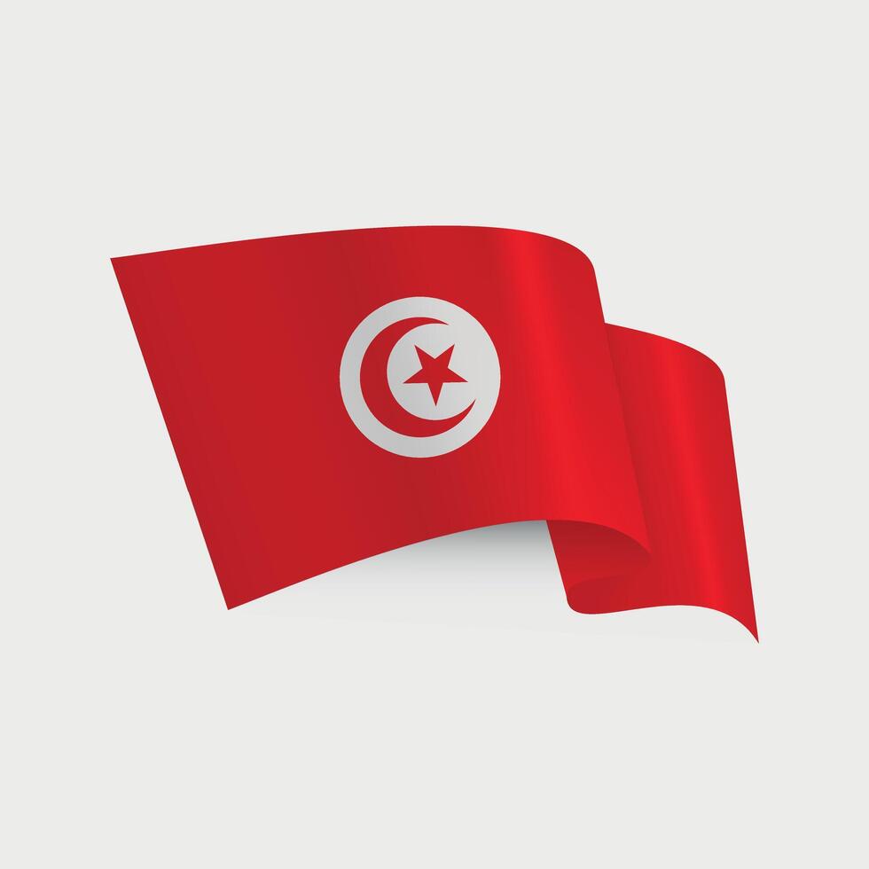 wavy national flag of Tunisia isolated on white background vector