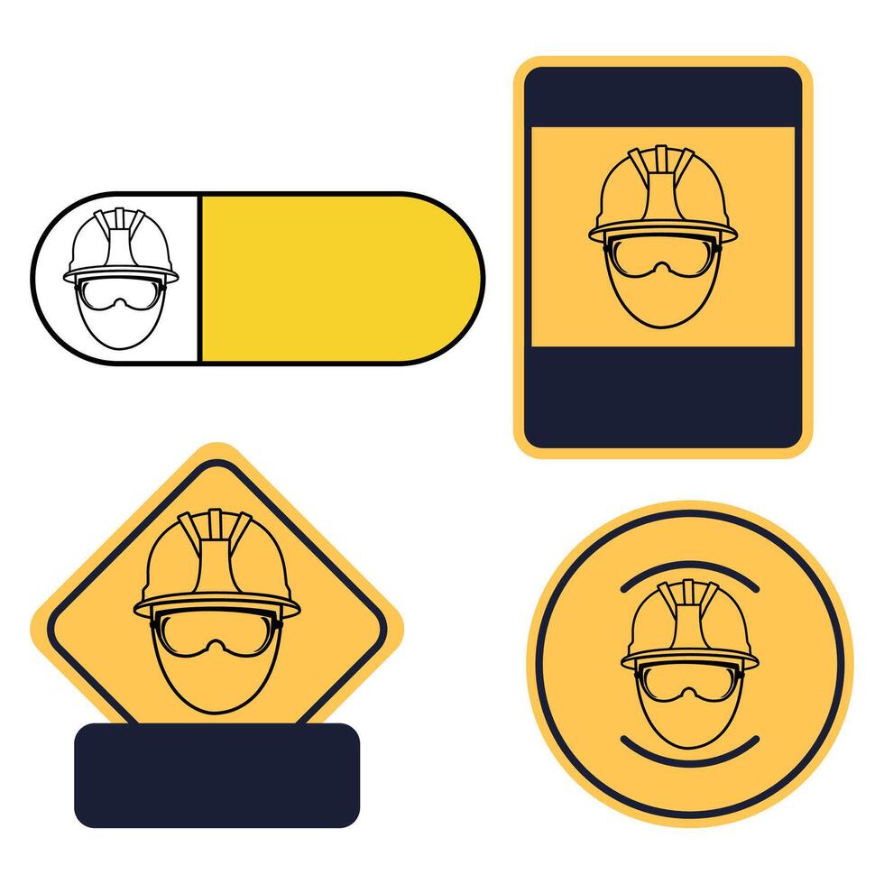 Yellow sticker with notice about need of protective equipment on white background vector