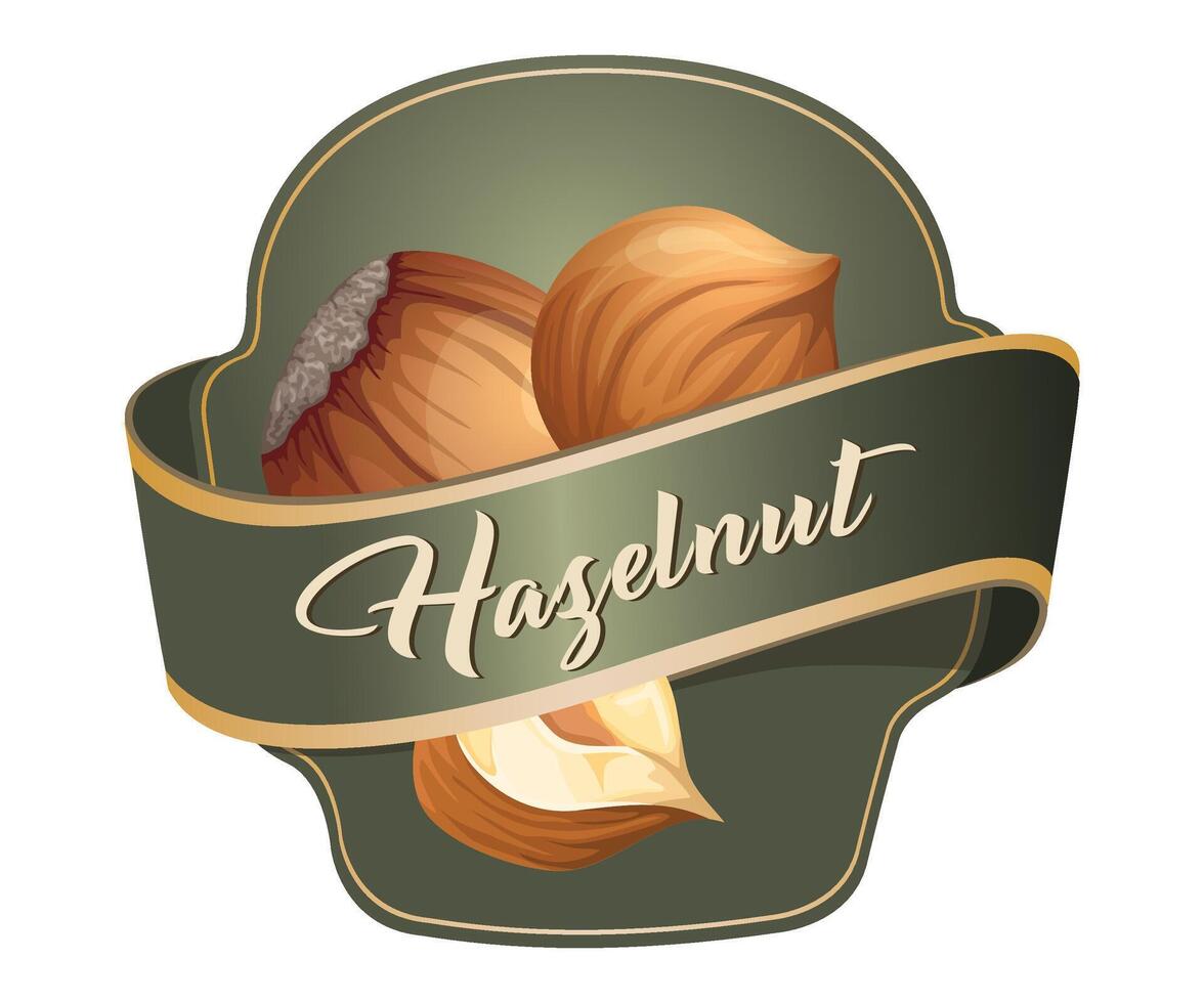 green hazelnut nuts jar sticker on white background vector
