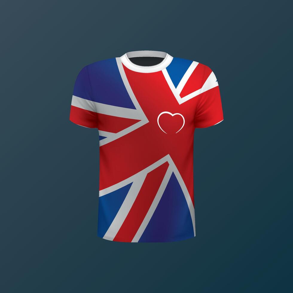 T-shirt with national flag of Britain on dark background vector