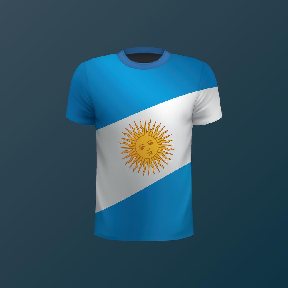 T-shirt with national flag of Argentina on dark background vector