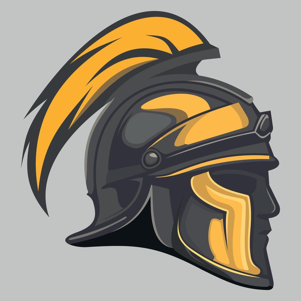 ancient roman steel helmet for gladiator on white background vector