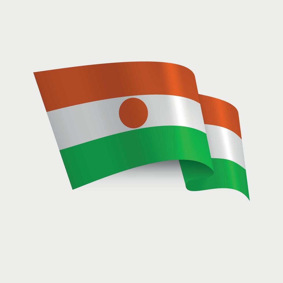 wavy national flag of Niger isolated on white background vector