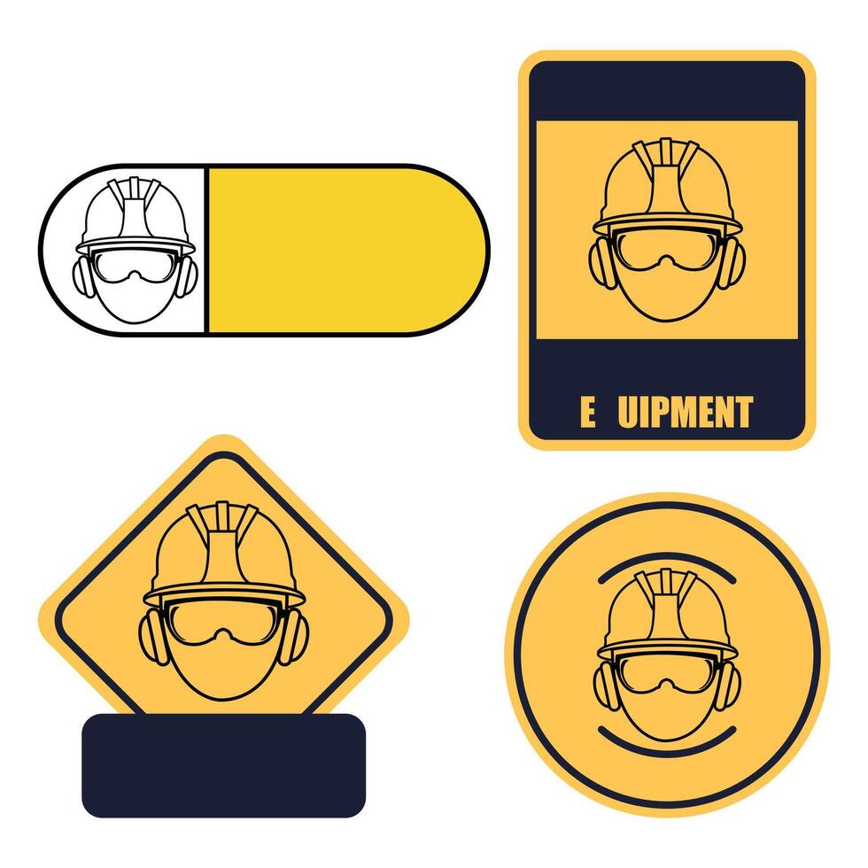 Yellow sticker with notice about need of protective equipment isolated vector