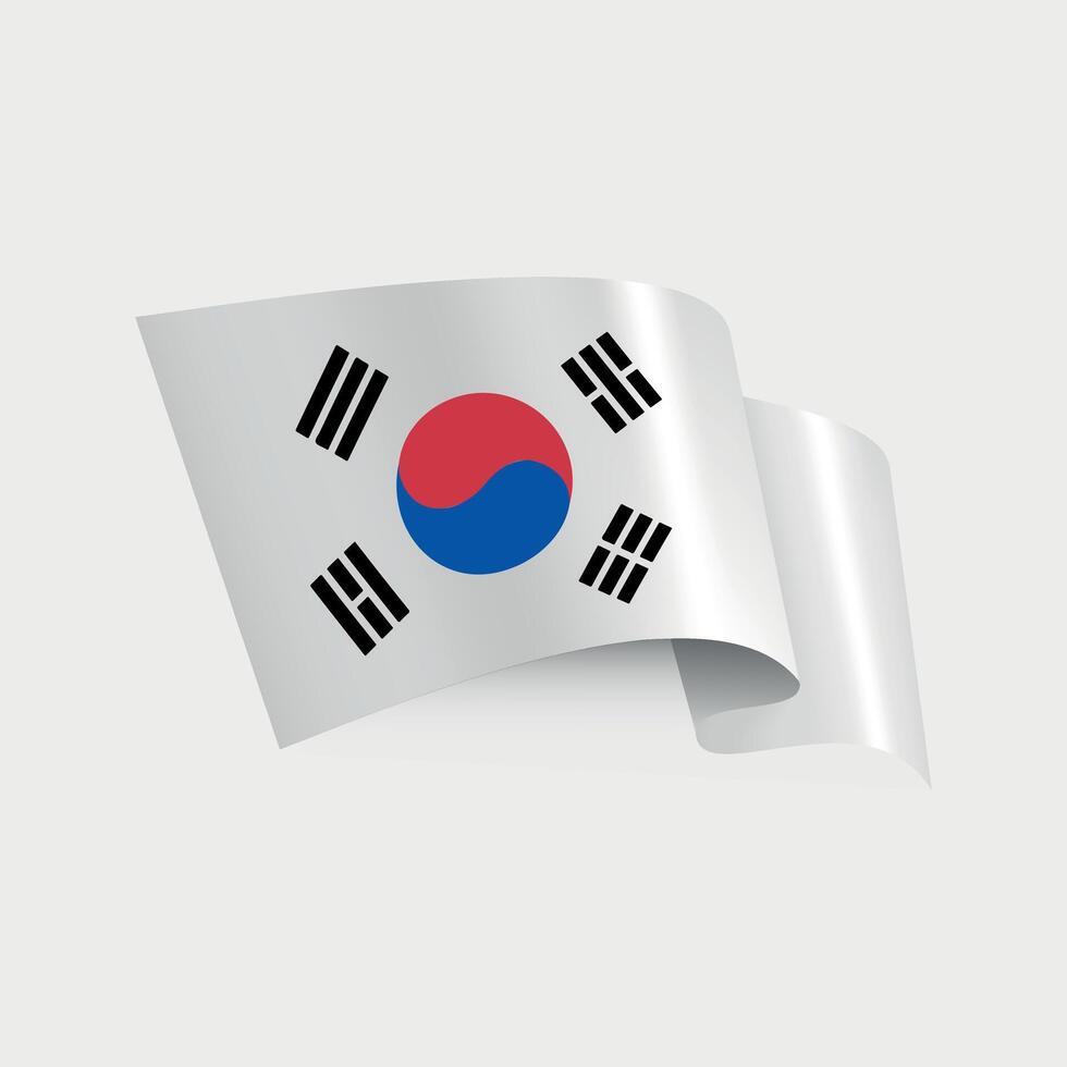 wavy national flag of South Korea isolated on white background vector