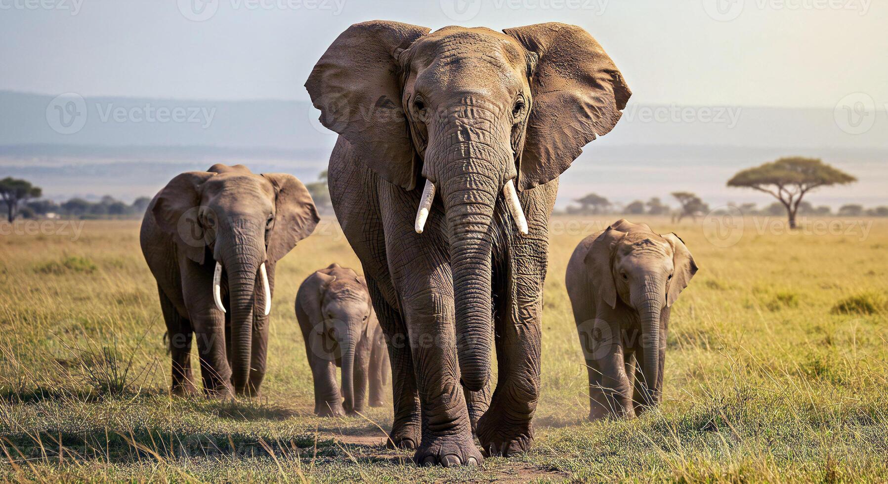 A herd of elephants walking in a field photo