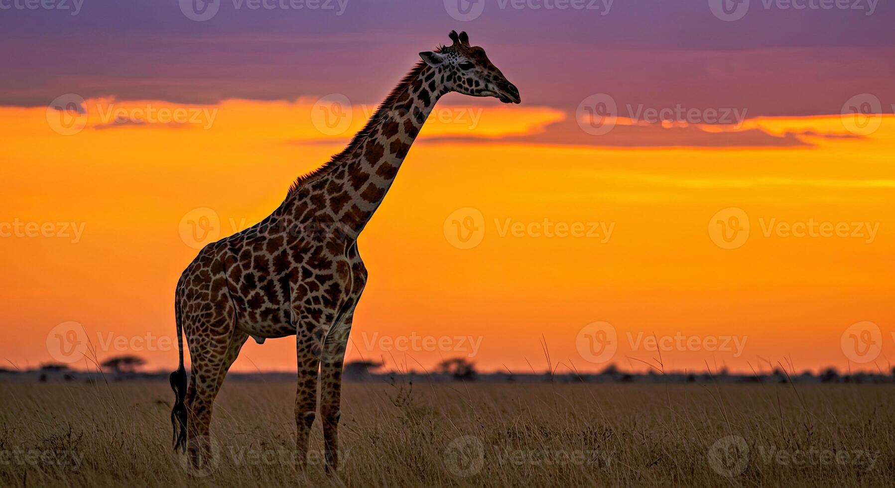 A giraffe standing in a field photo