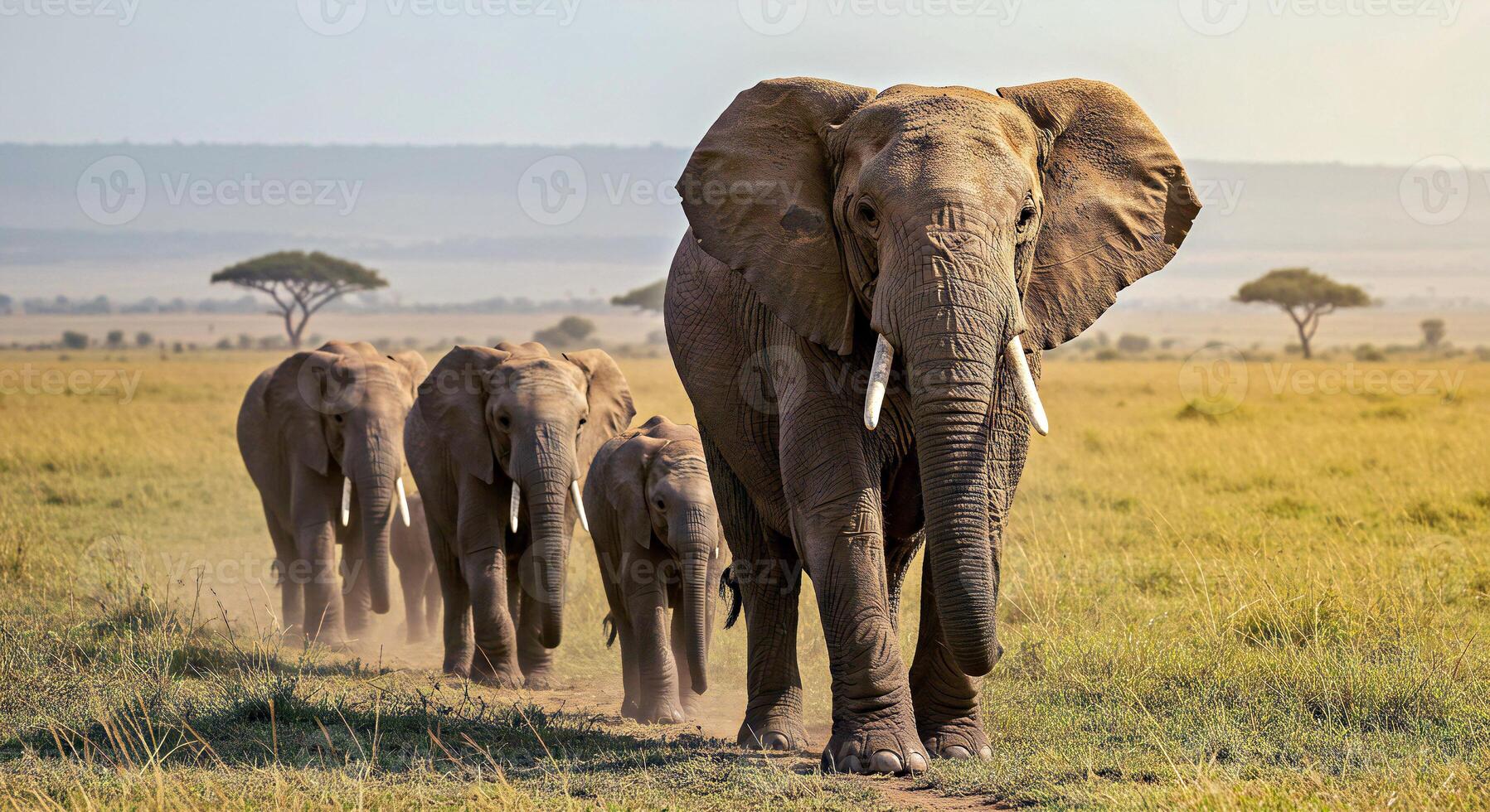 A herd of elephants walking across a field photo