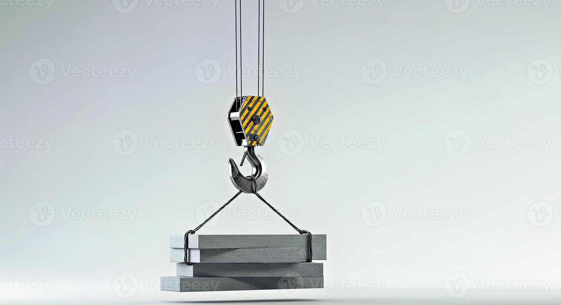 A crane lifting a stack of bricks photo