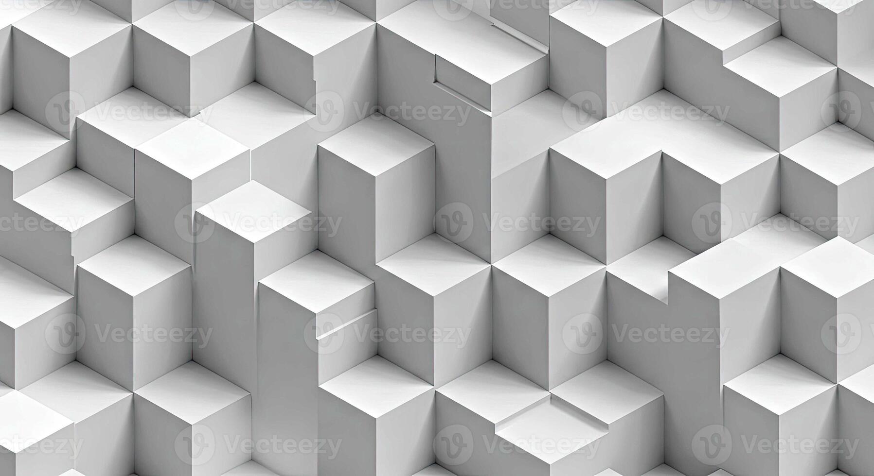 A 3d image of a white wall with cubes photo