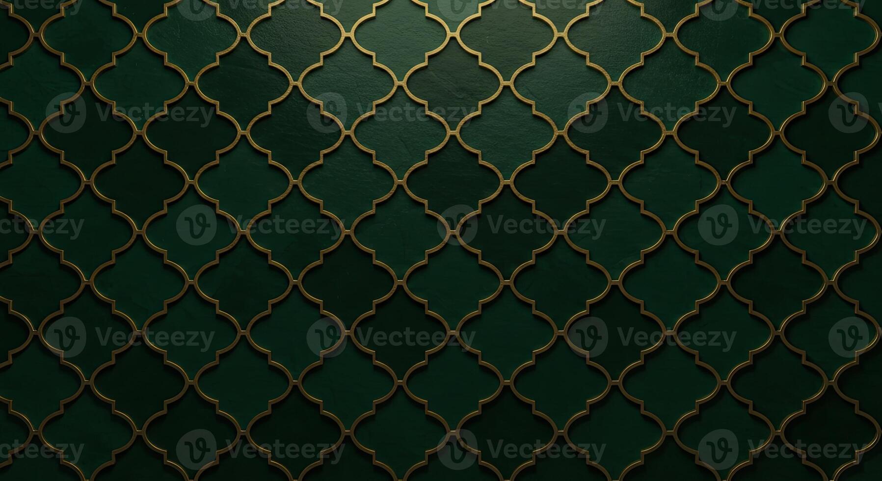 An abstract green and gold wallpaper with a lattice pattern photo
