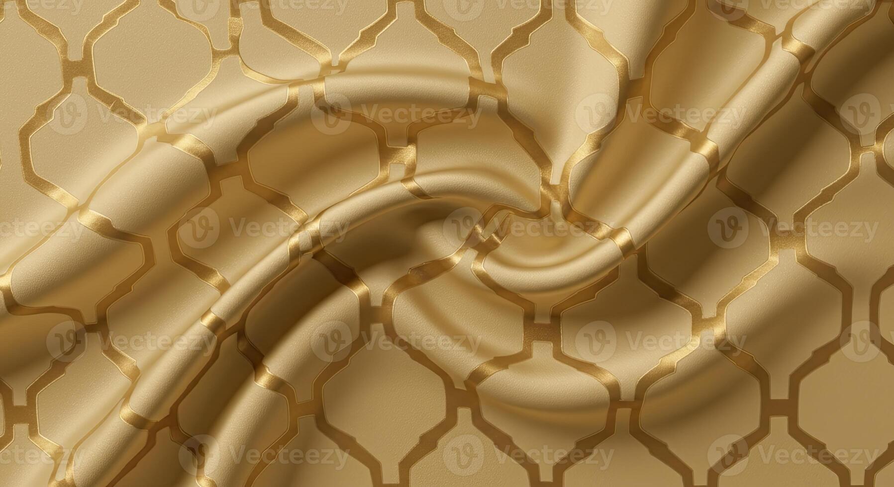 Gold silk fabric with a pattern photo