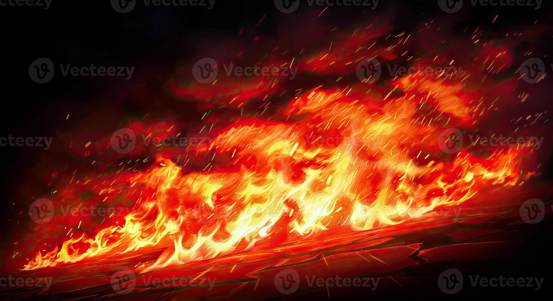 Fire and flames on a black background photo