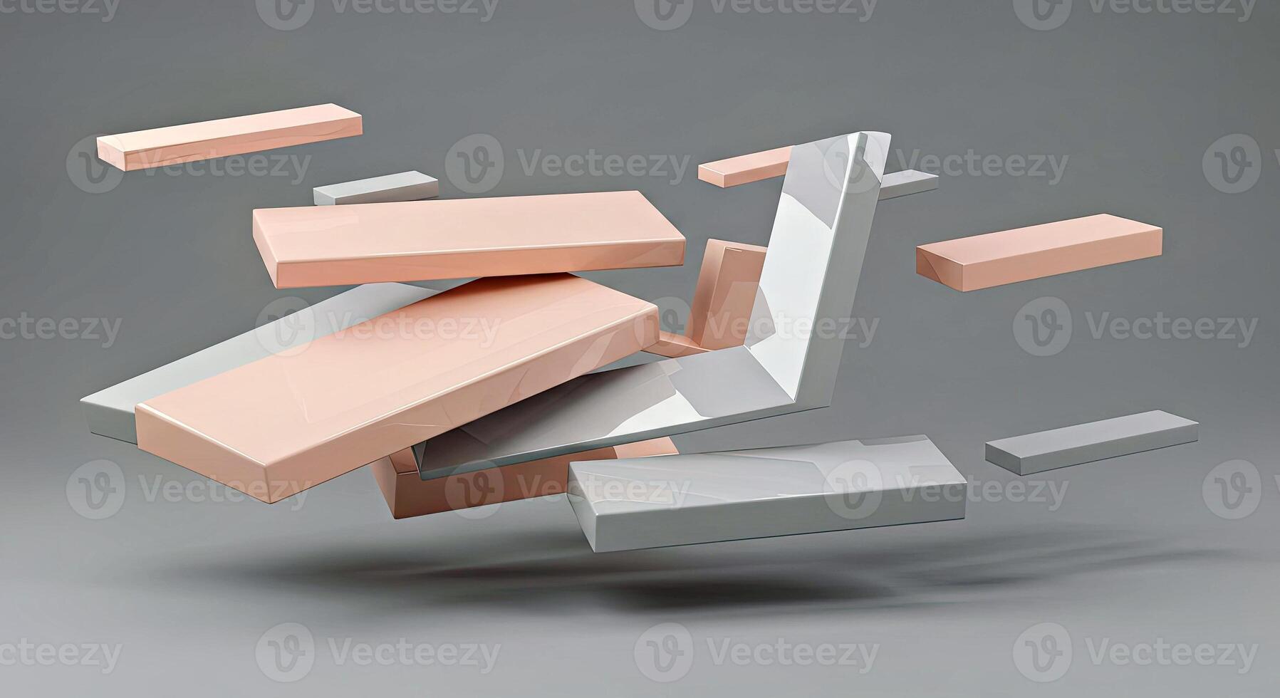 A 3d rendering of a bunch of pink and white blocks photo