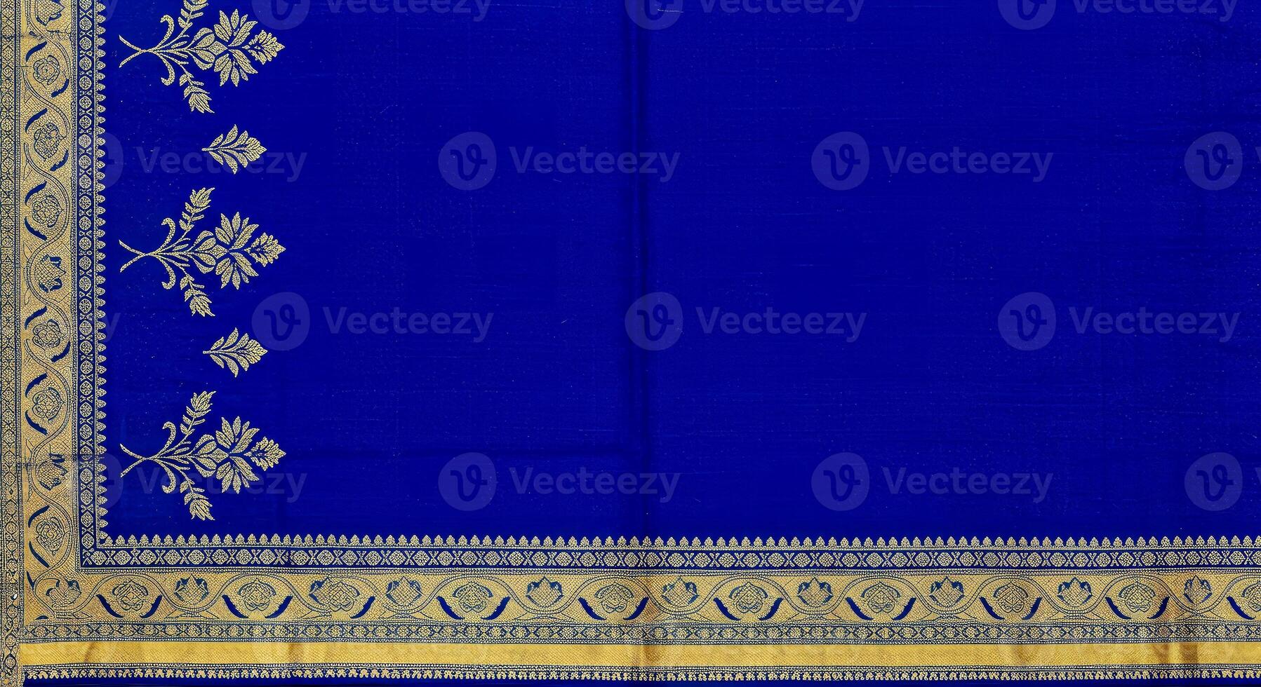 Blue and gold kanchipuram silk saree photo