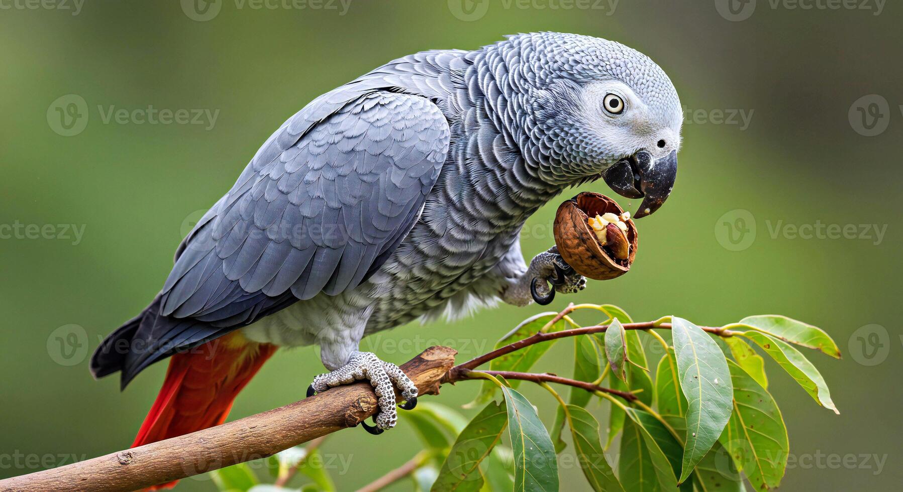 A bird with a nut in its beak photo