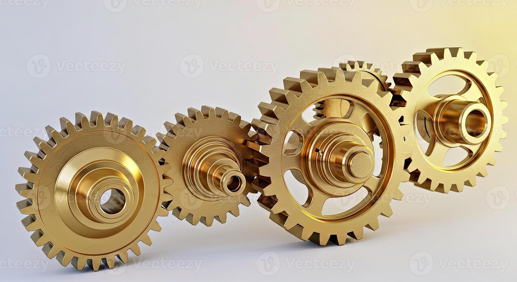 A set of Golden gears on a white background photo