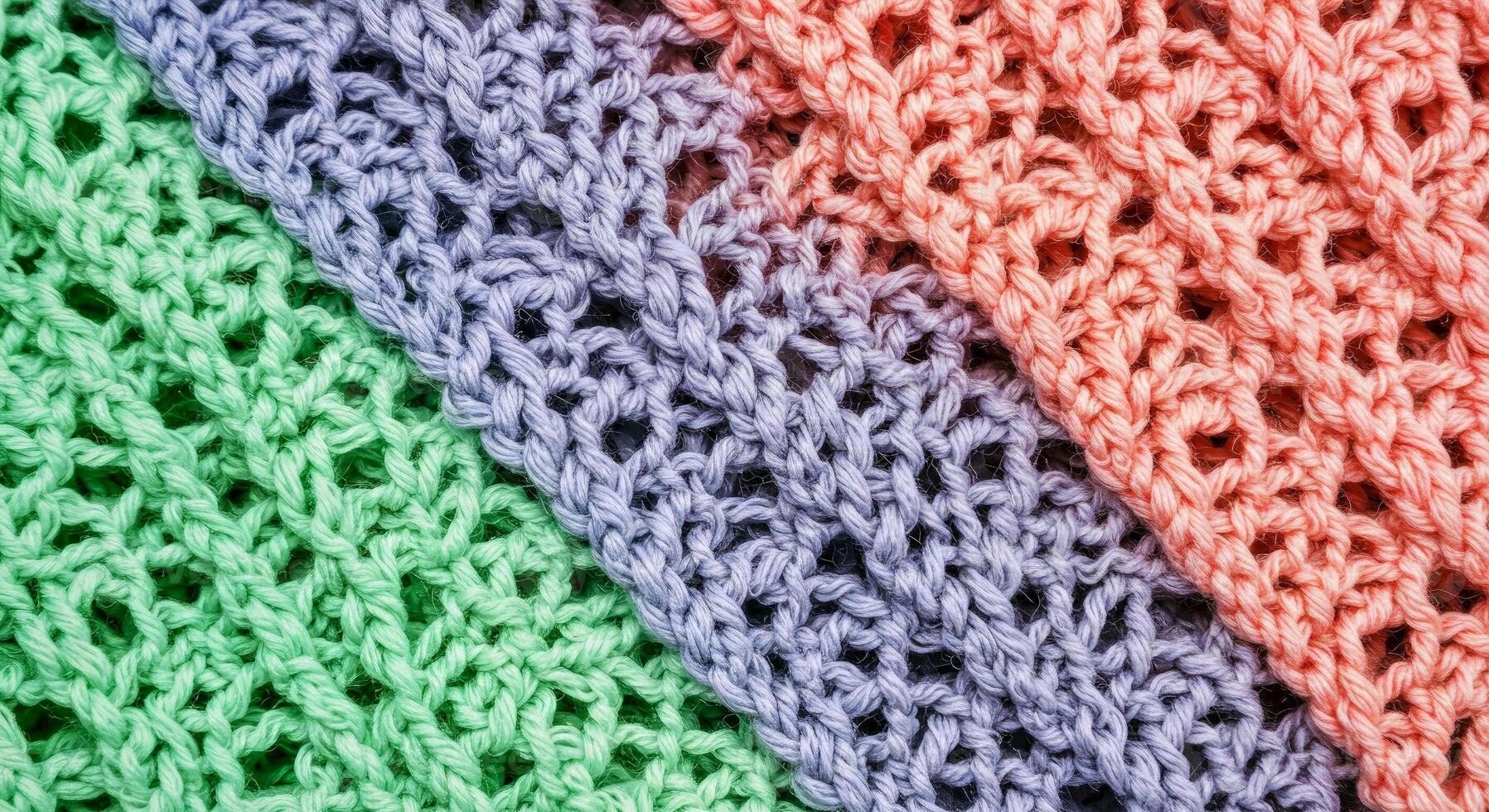 A close up of a colorful knitted scarf photo