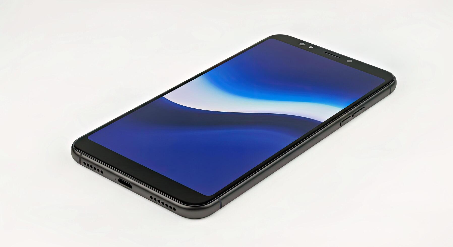 A smartphone with a blue and black screen photo