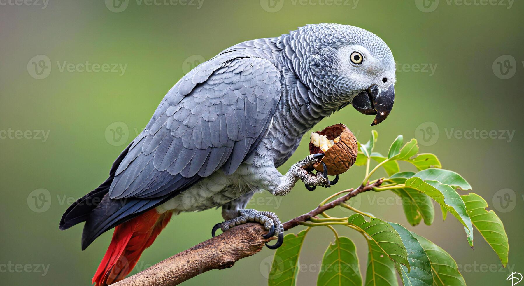 A bird with a nut in its beak photo