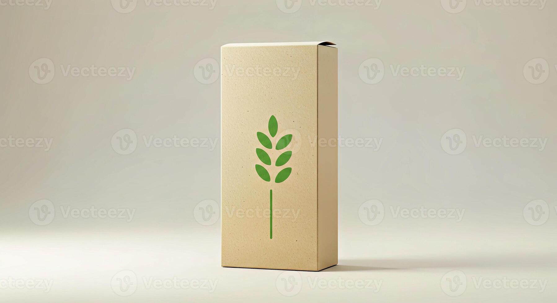 A cardboard box with a green plant on it photo