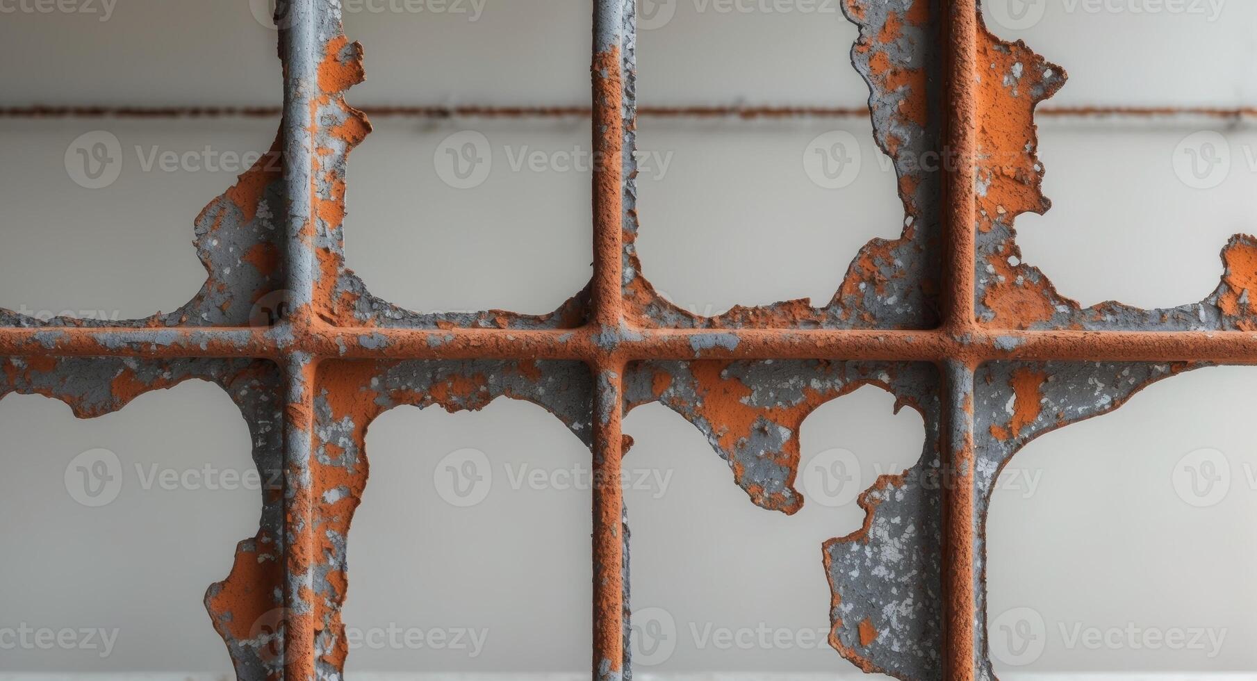 A close up of a rusty iron door with peeling paint photo