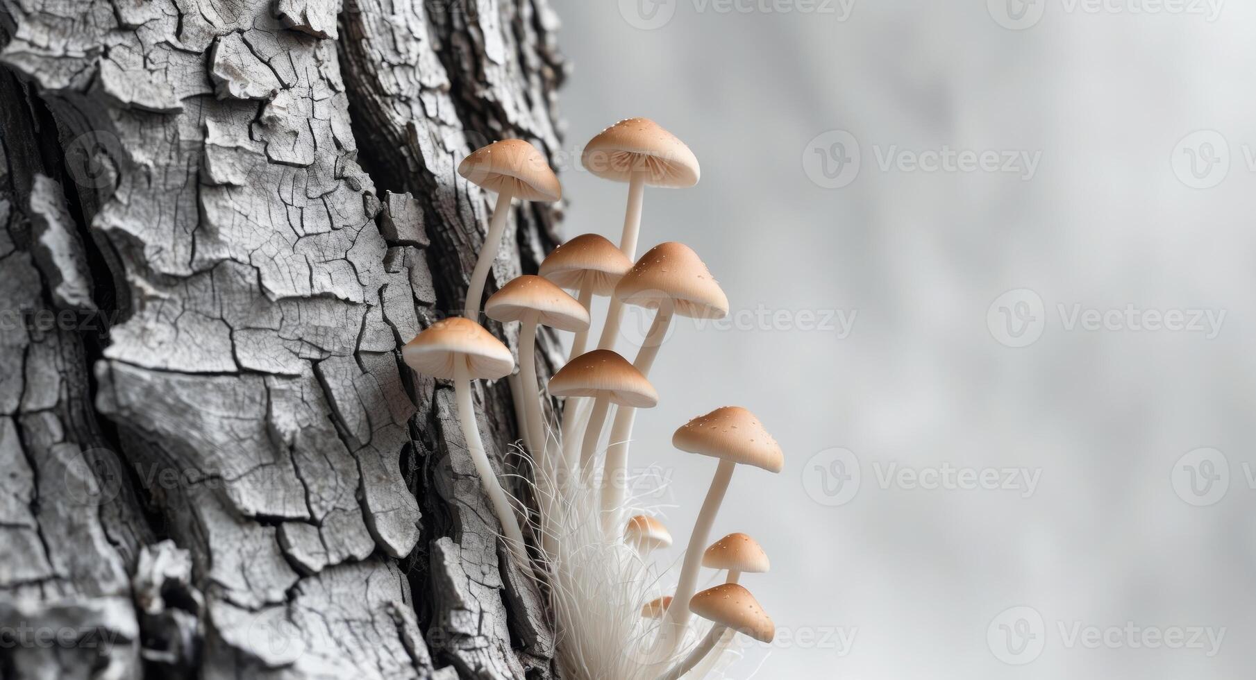 Mushrooms growing on a tree trunk photo